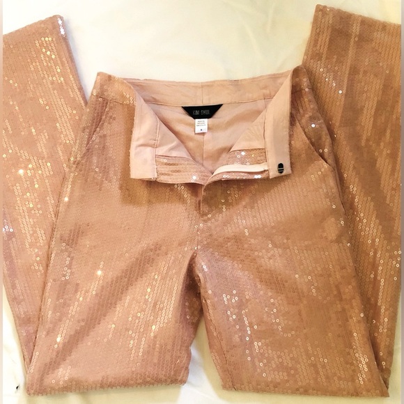 Kim Shui Pants All Over Sequin Pailette in Pink holiday Size Small Brand NWOT - Picture 9 of 15